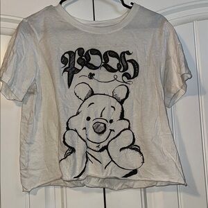 Women's Disney White Pooh Bear Cropped T-Shirt